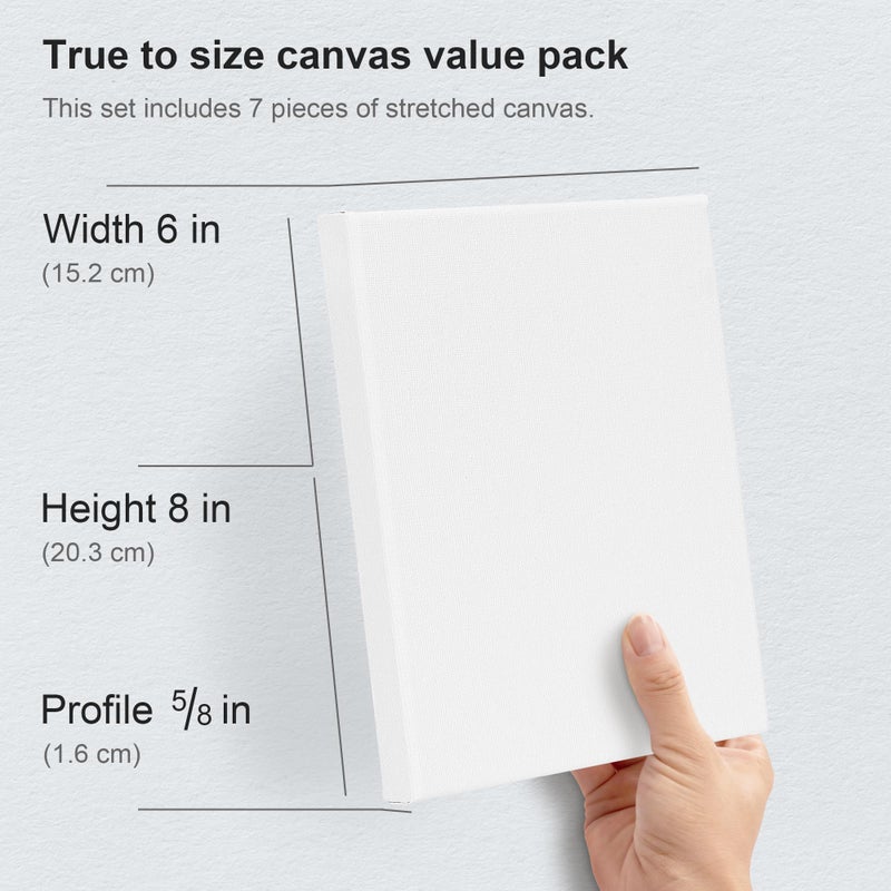 PHOENIX Stretched Canvas for Painting 6x8 Inch/7 Value Pack, 8 Oz Triple Primed 5/8 Inch Profile 100% Cotton White Blank Canvas, Small Framed Canvas for Oil Acrylic & Pouring Art - Image 3